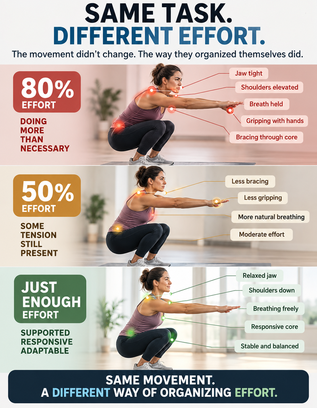 Same movement performed with different levels of effort